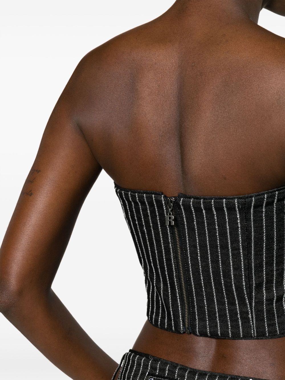 sequinned striped crop top - 5