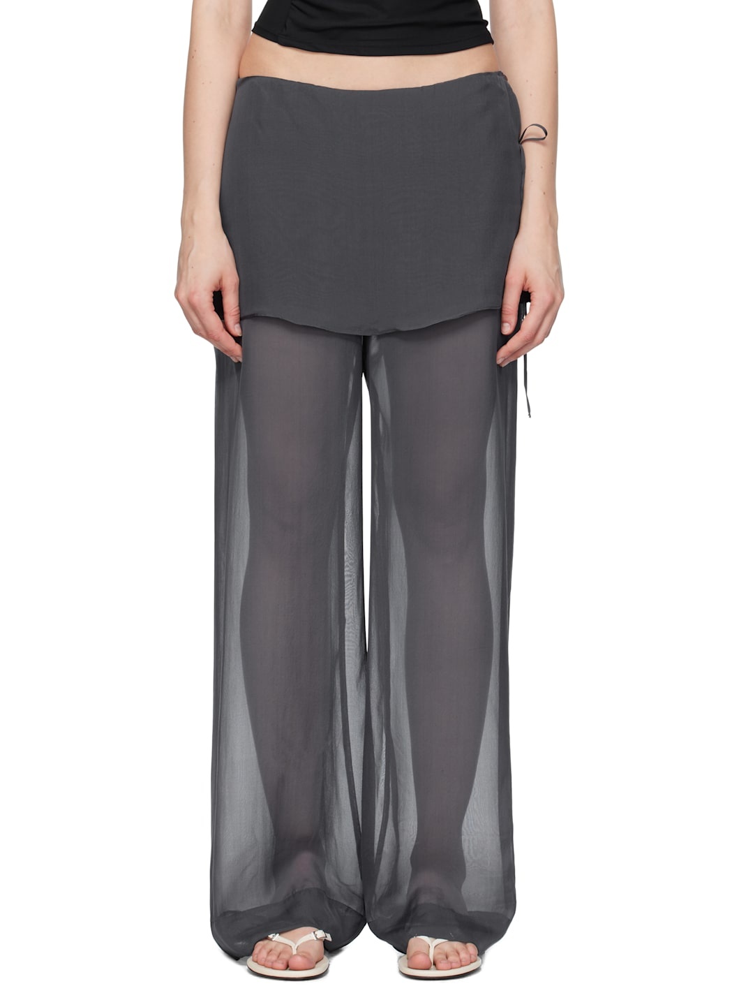 Navy Silk Archive Trousers - 1