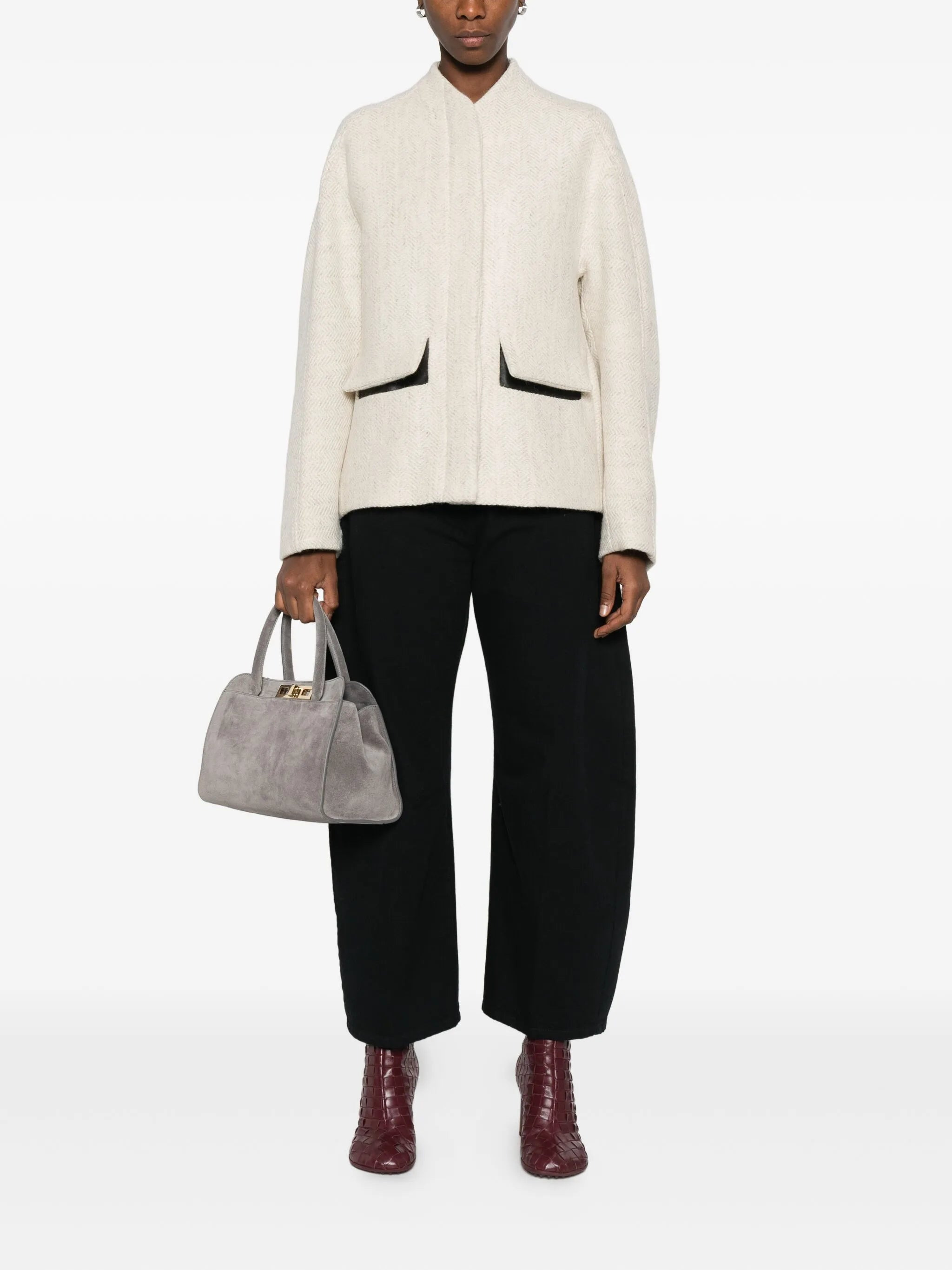 Mark Kenly Domino Tan Herringbone-pattern Pocket Jacket - 2