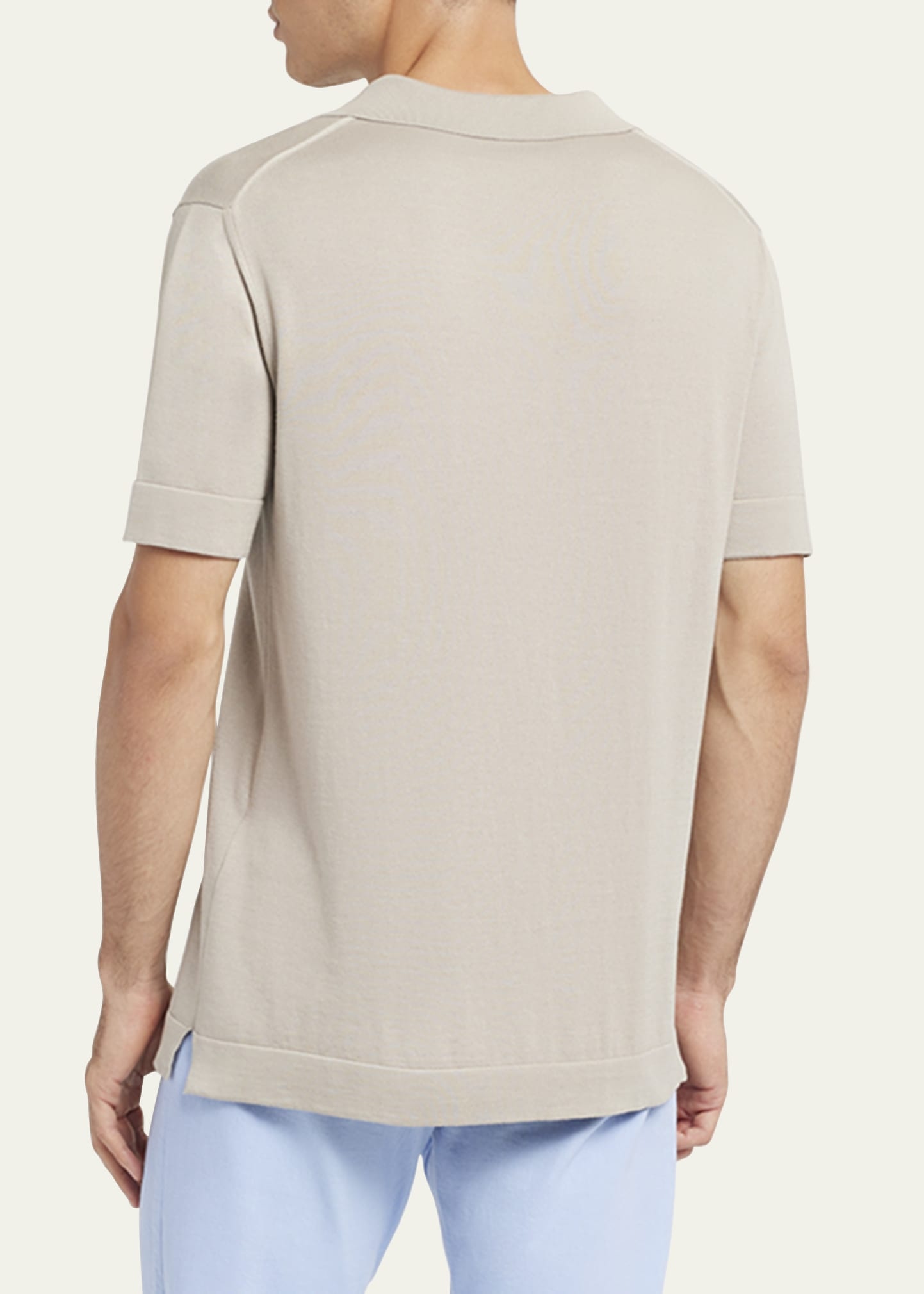 Men's Cotton and Silk Johnny Collar Polo Shirt - 3