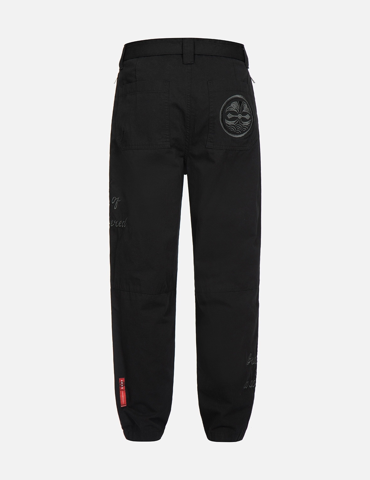 KAMON AND SLOGAN EMBROIDERY LOOSE FIT PANTS - 2