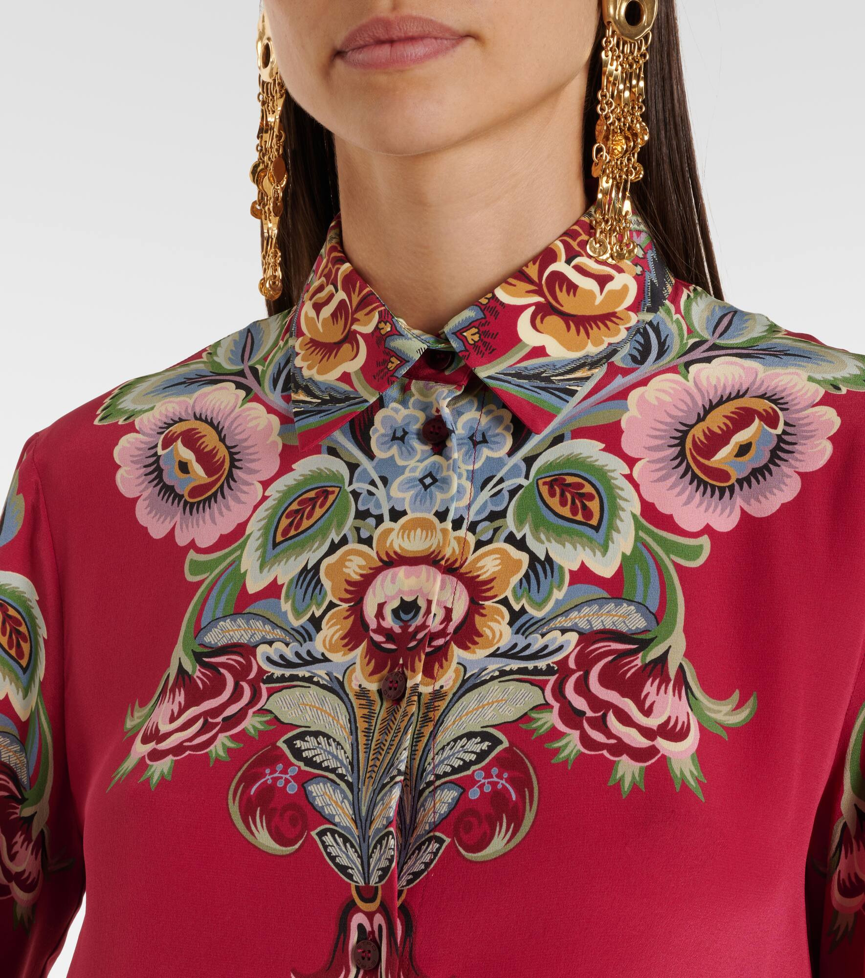 Floral silk crêpe shirt - 4