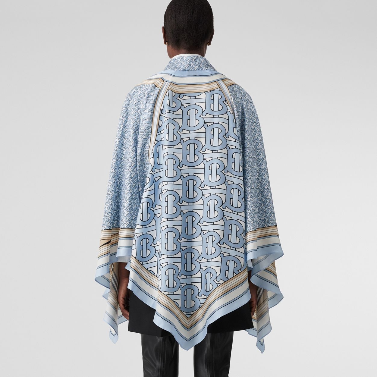 Scarf Detail Montage Print Silk Cape - 4