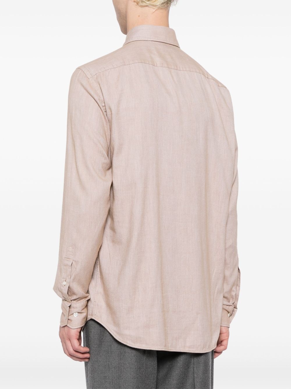 mélange-effect spread-collar shirt - 4