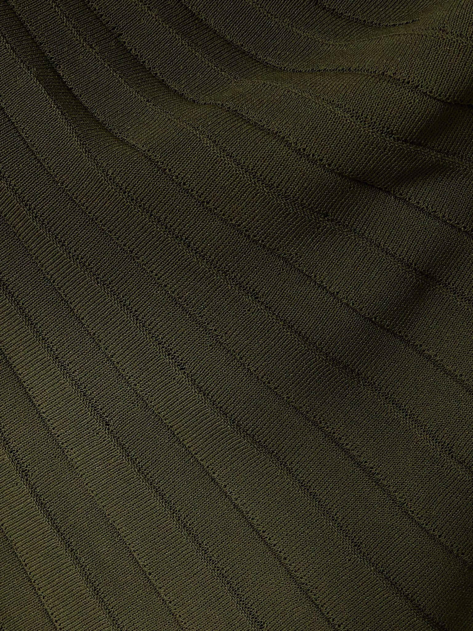 Pleated pointelle-trimmed ribbed-knit midi dress Army green - 4