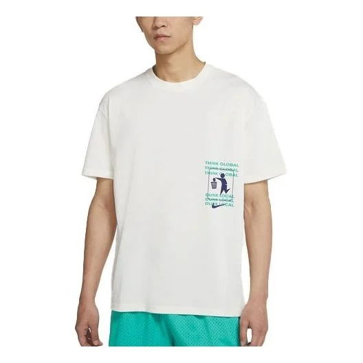 Nike Printing Basketball Sports Round Neck Short Sleeve White DJ1577-901 - 1