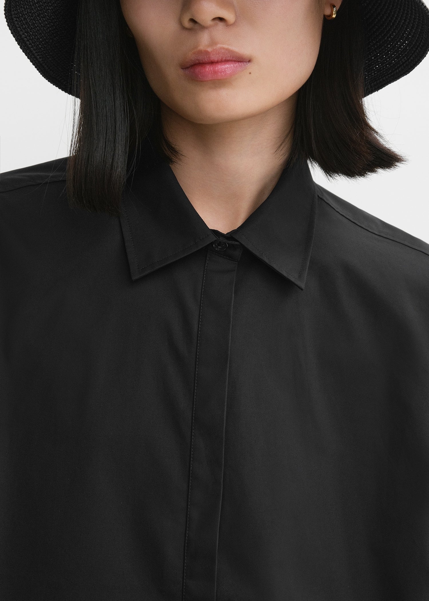 Cropped cotton-poplin shirt black - 4