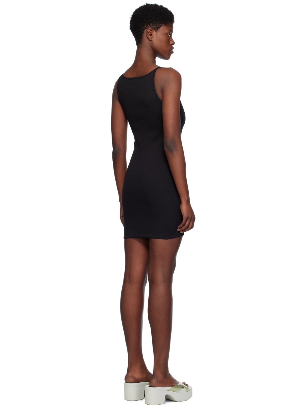 Black Off Stamp Basic Minidress - 3