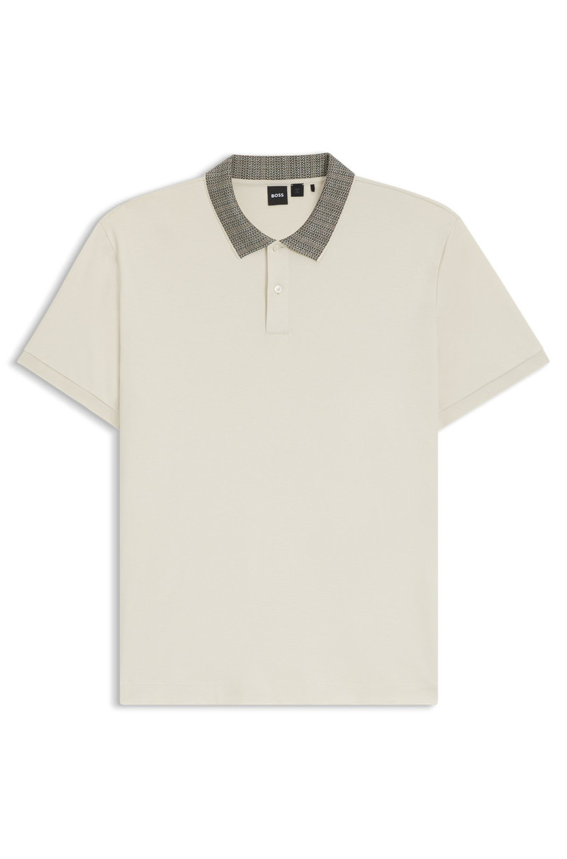 PIMA-COTTON POLO SHIRT WITH PATTERNED COLLAR 1