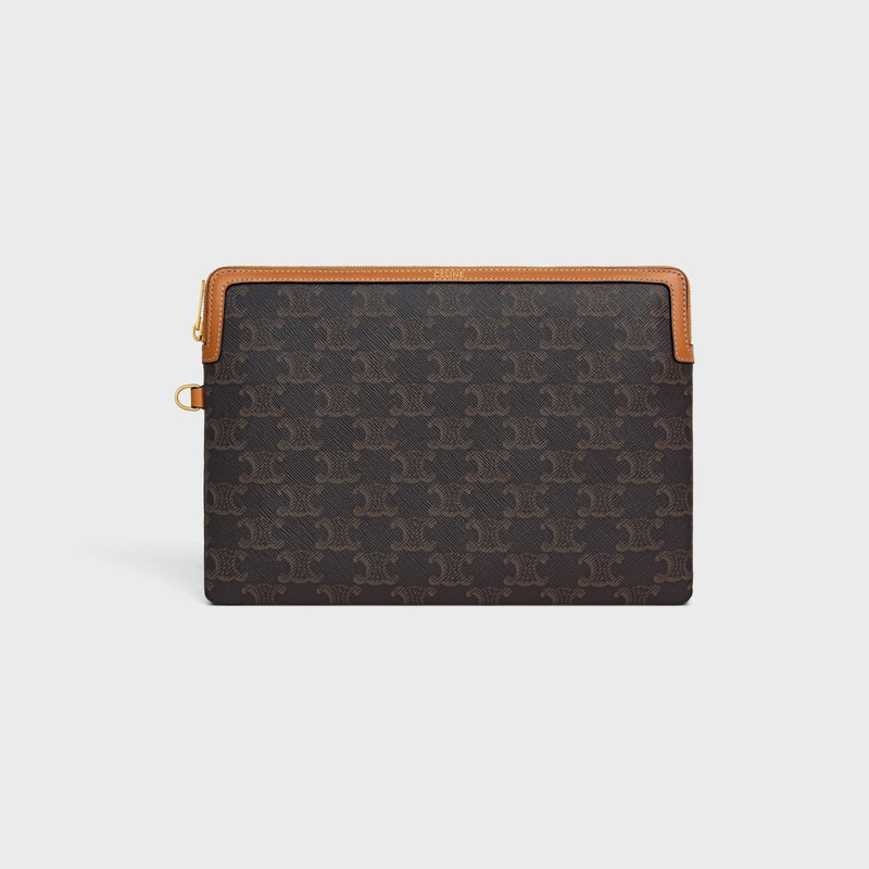 CELINE SMALL POUCH WITH STRAP CUIR TRIOMPHE IN TRIOMPHE CANVAS AND CALFSKIN outlook
