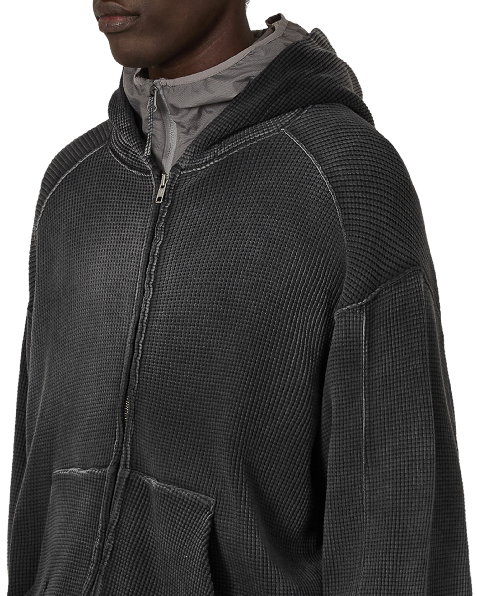 Bee Sun Faded Waffle Zip Up Hoodie - 5