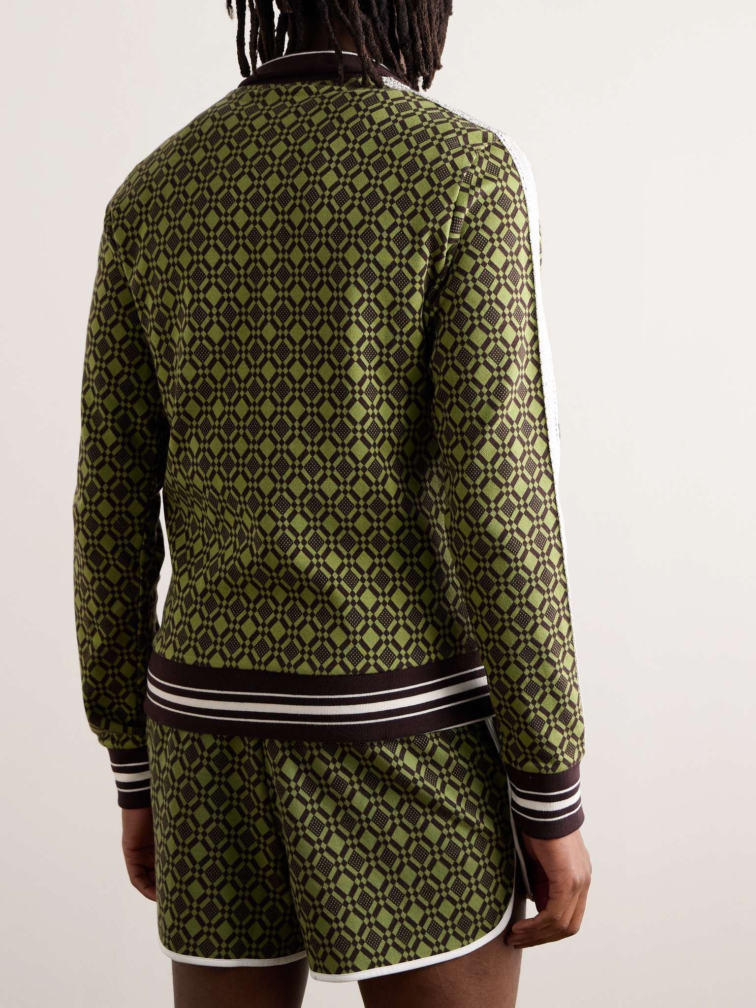 Power Crochet-Trimmed Jacquard-Knit Organic Cotton-Blend Jersey Track Jacket - 4