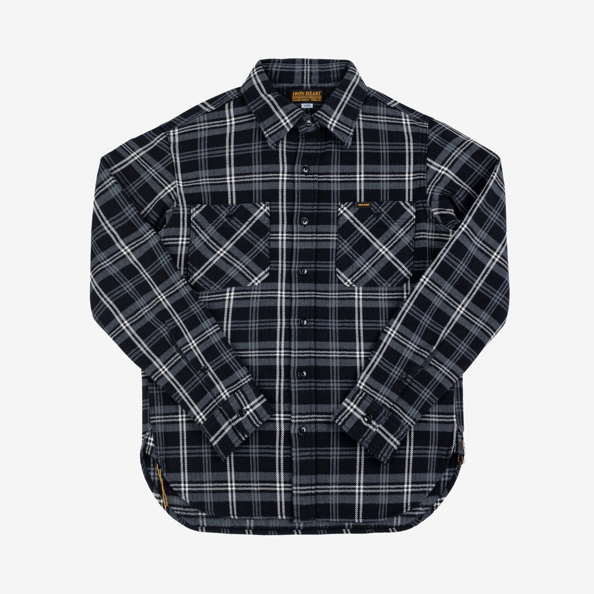 Ultra Heavy Flannel Herringbone Check Work Shirt - Black - 1