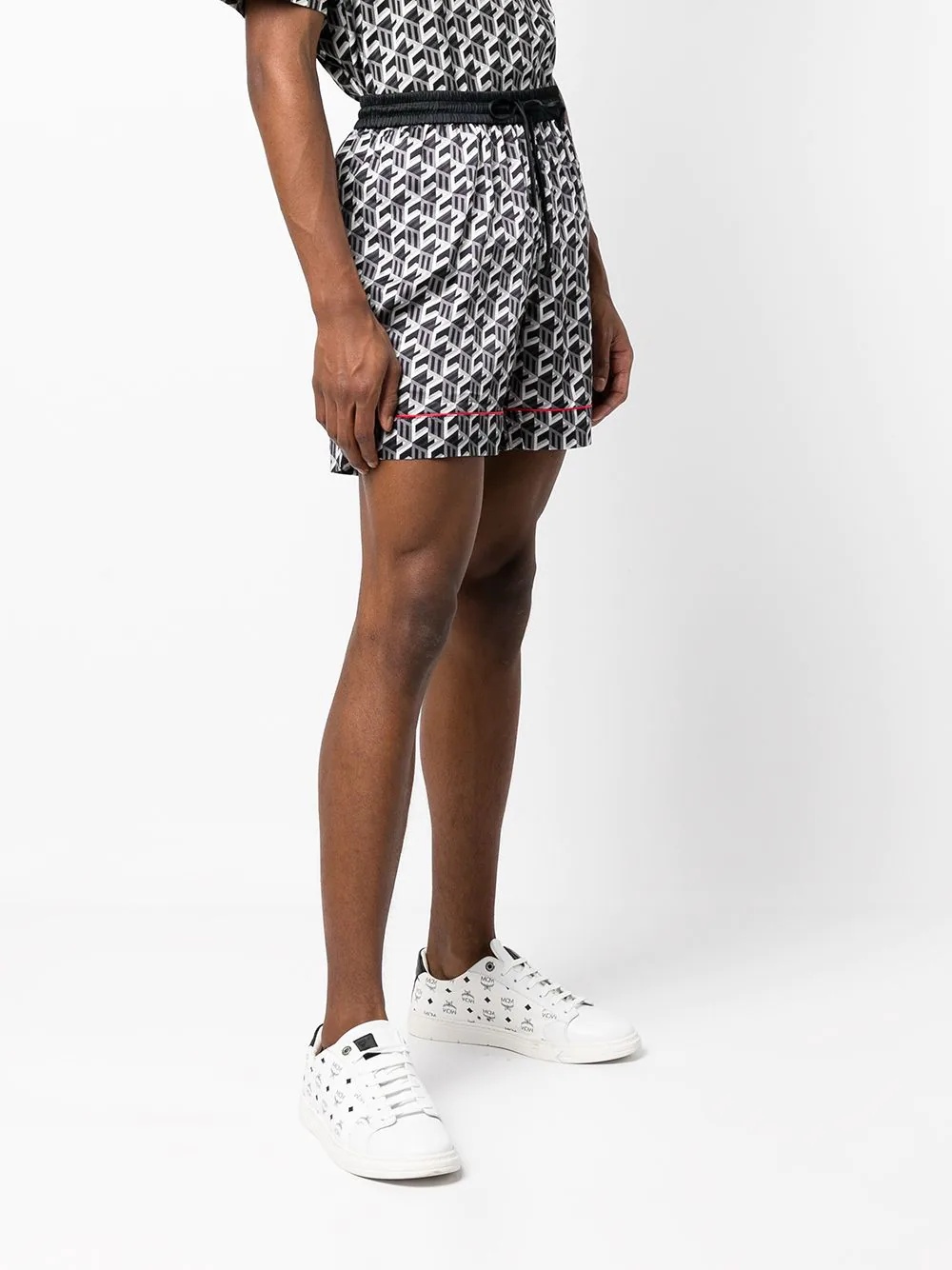 geometric-print silk shorts - 4