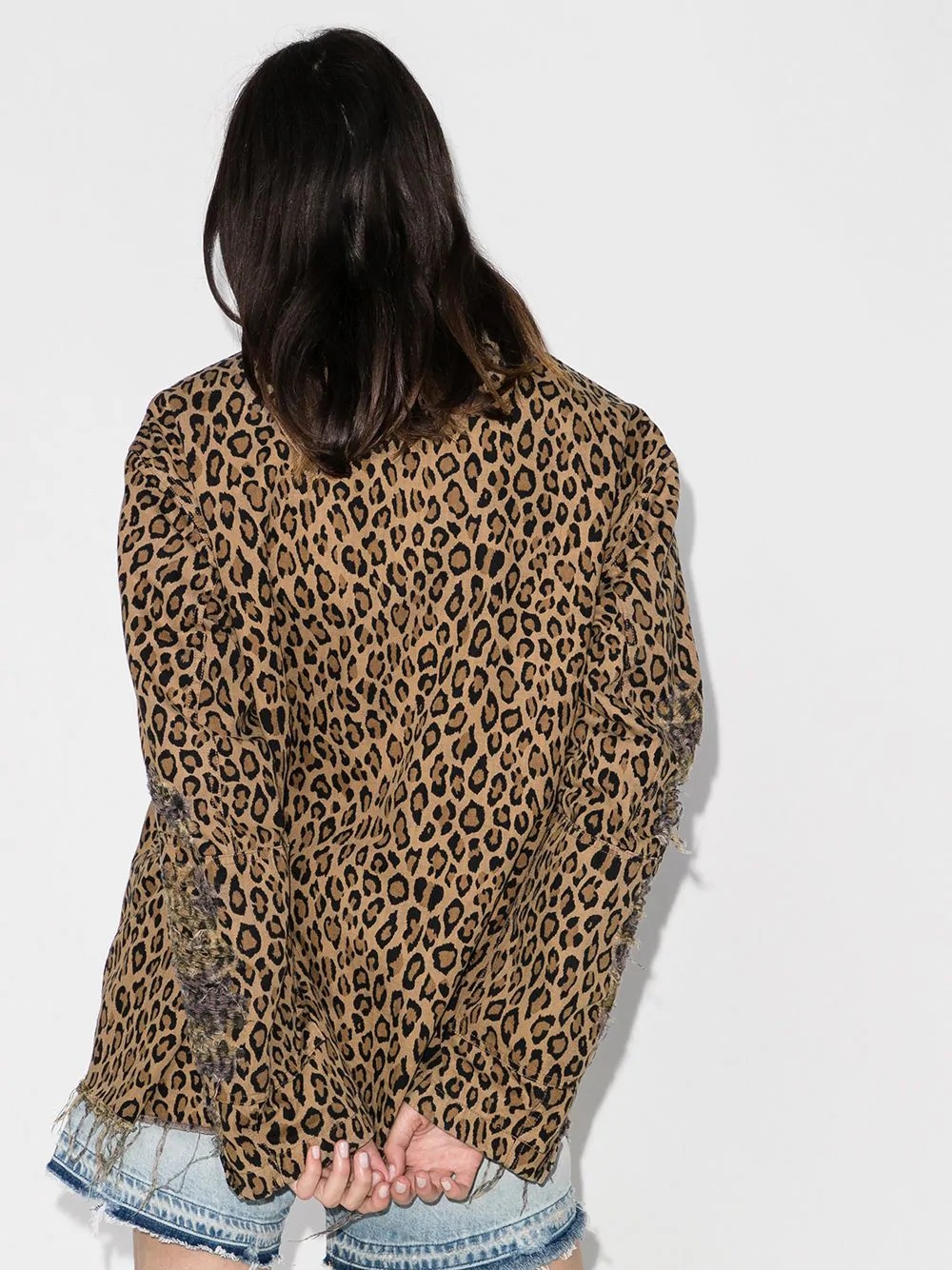 shredded leopard print jacket - 3