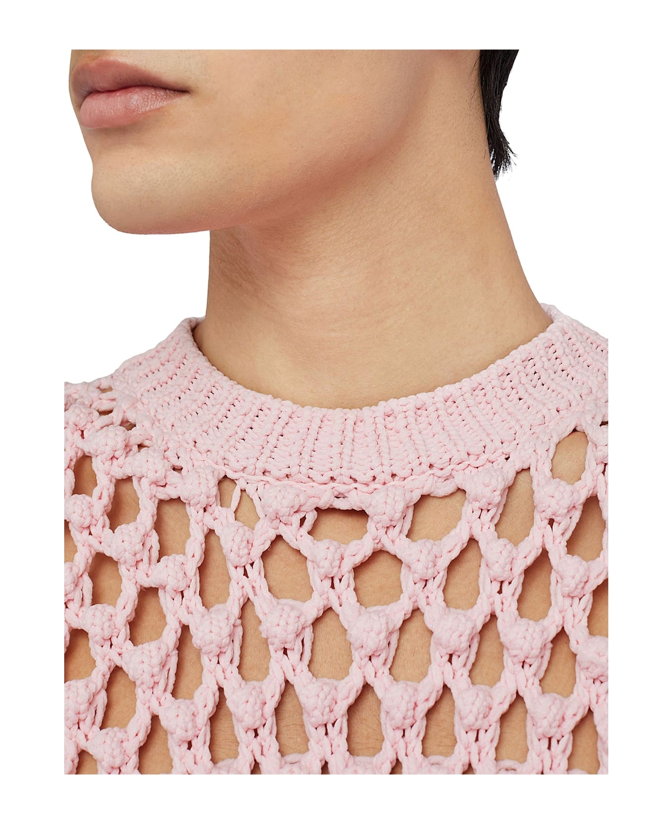 Crew Neck Crochet Sweater - 5