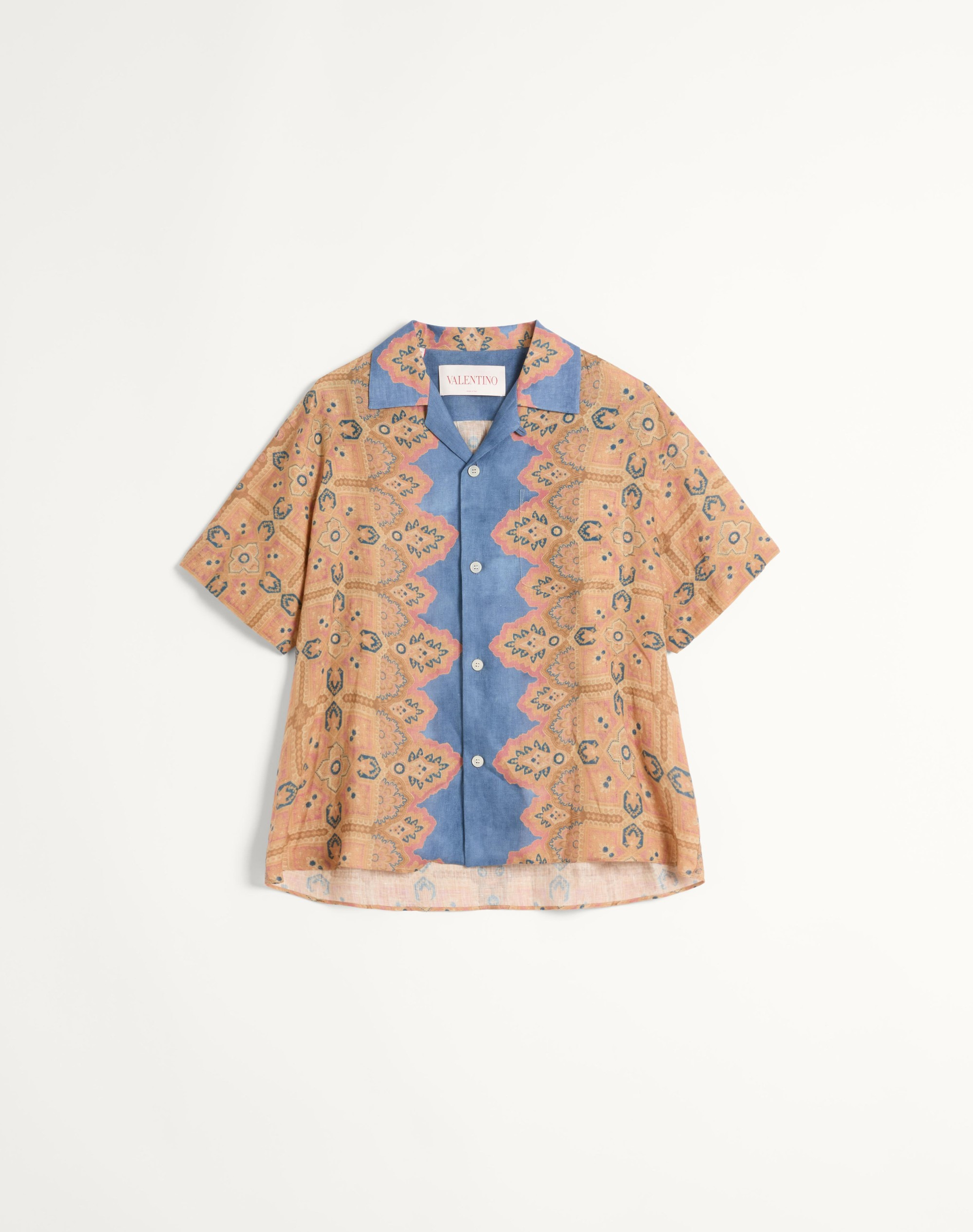 LINEN BOWLING SHIRT WITH VOYAGE IMAGINAIRE PRINT - 1