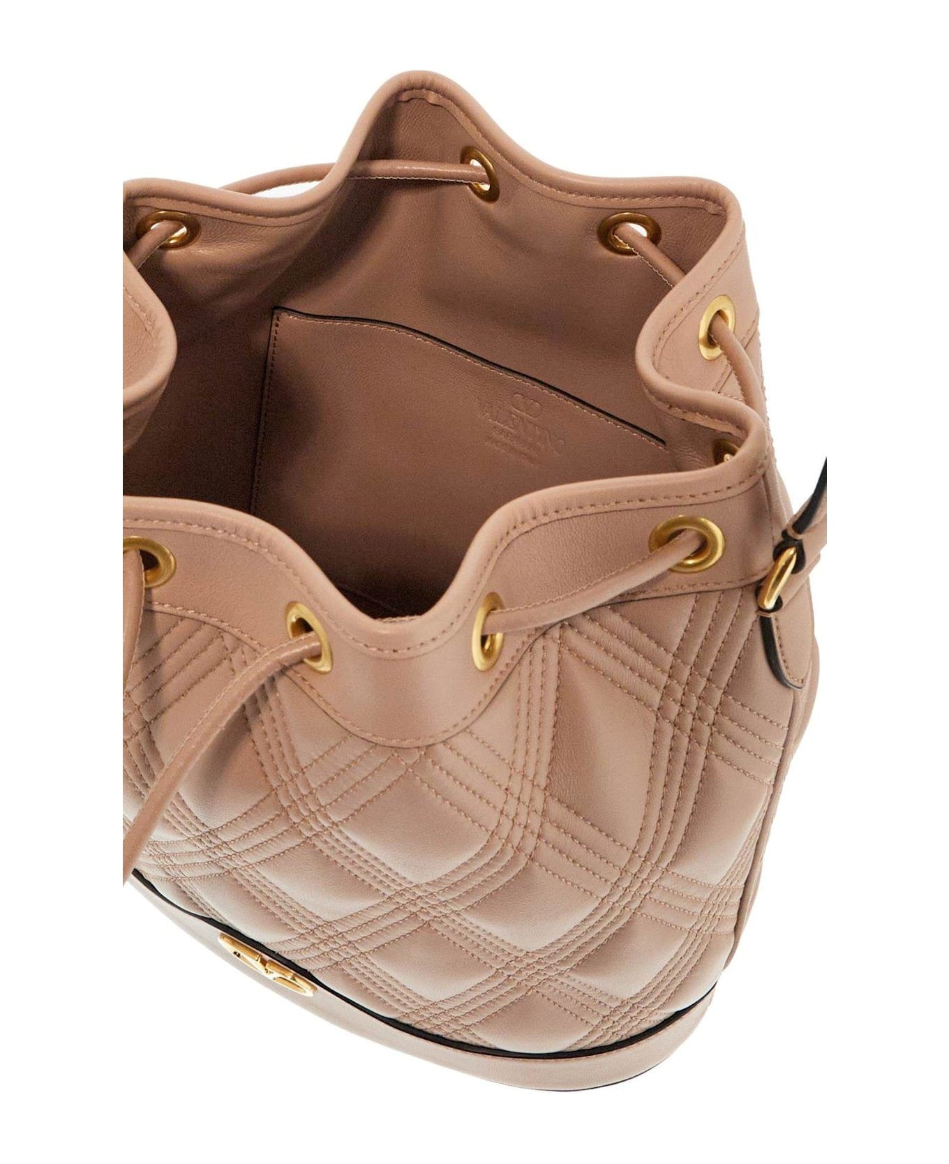 Vlogo Plaque Drawstring Quilted Shoulder Bag - 4