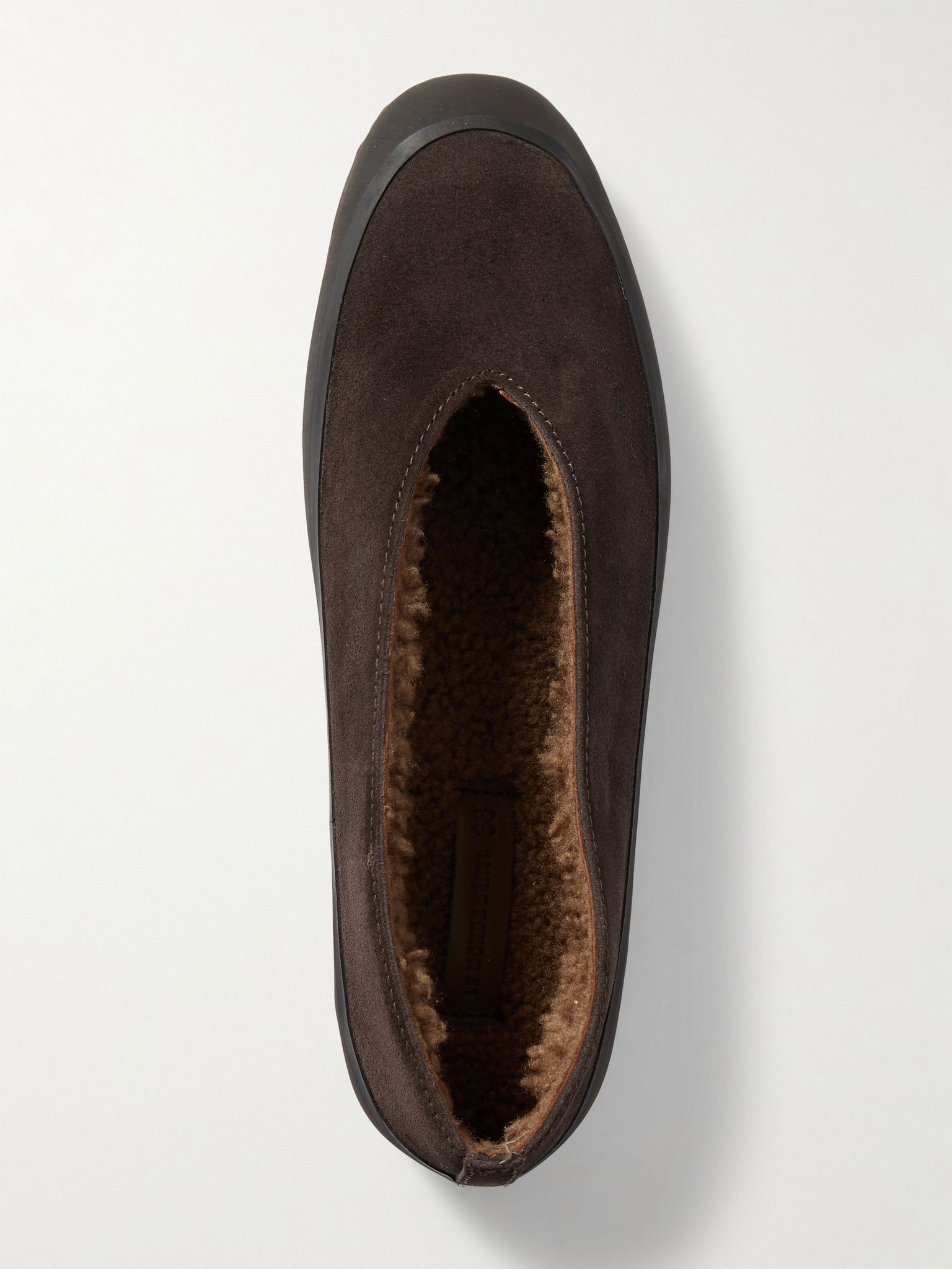 Shearling-lined suede ballet flats Brown - 5