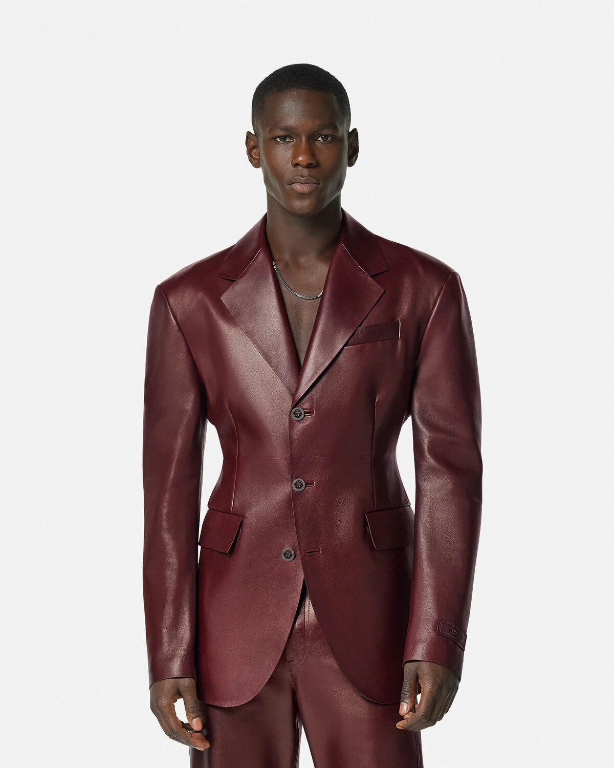 Leather Single-Breasted Blazer - 4