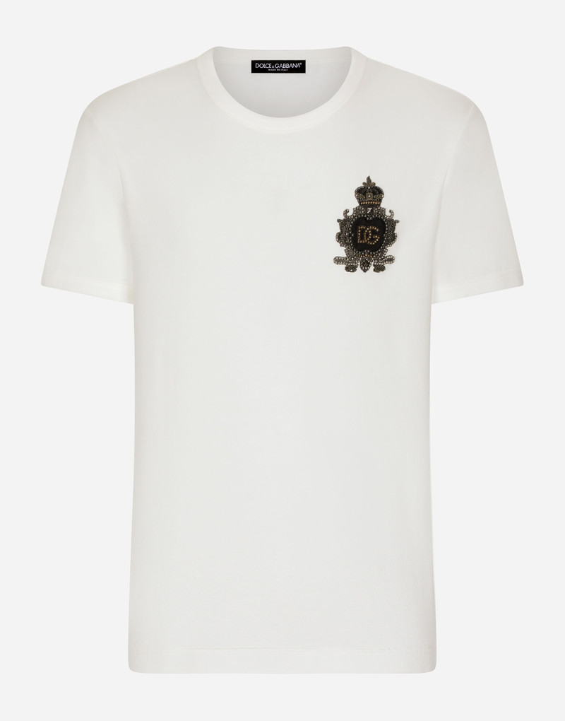 Cotton T-shirt with heraldic DG logo patch 1