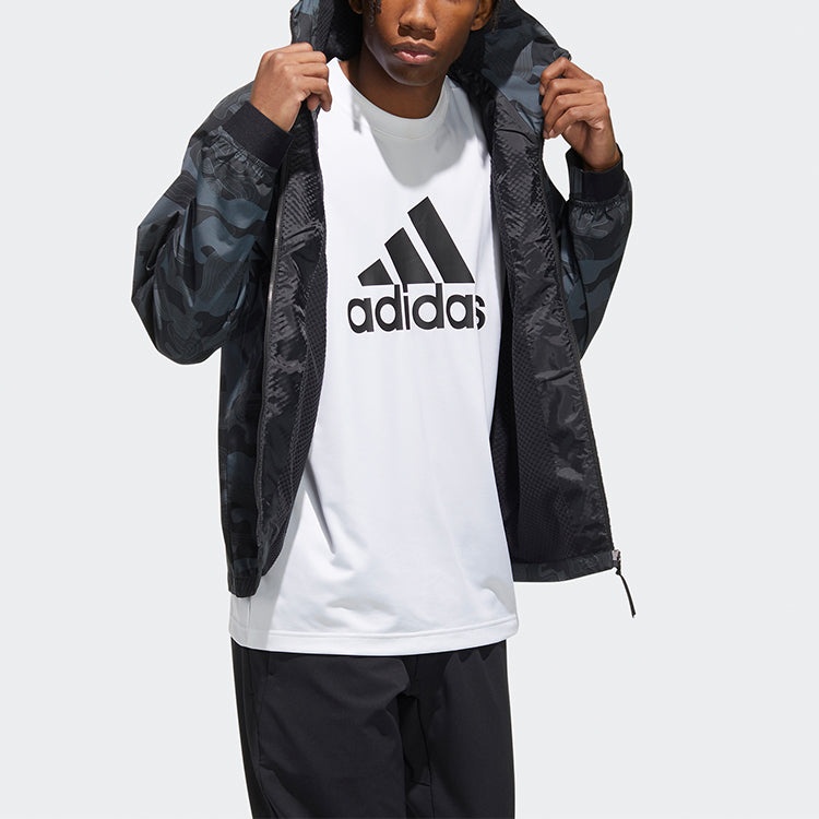 adidas Camouflage Printing Sports Jacket Black FM9371 - 6