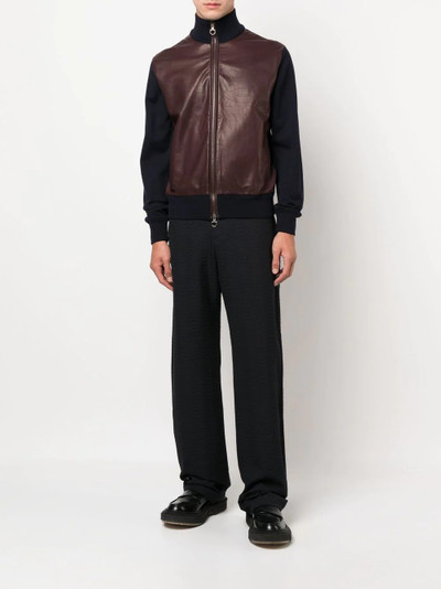 Salvatore Ferragamo panelled leather jacket outlook