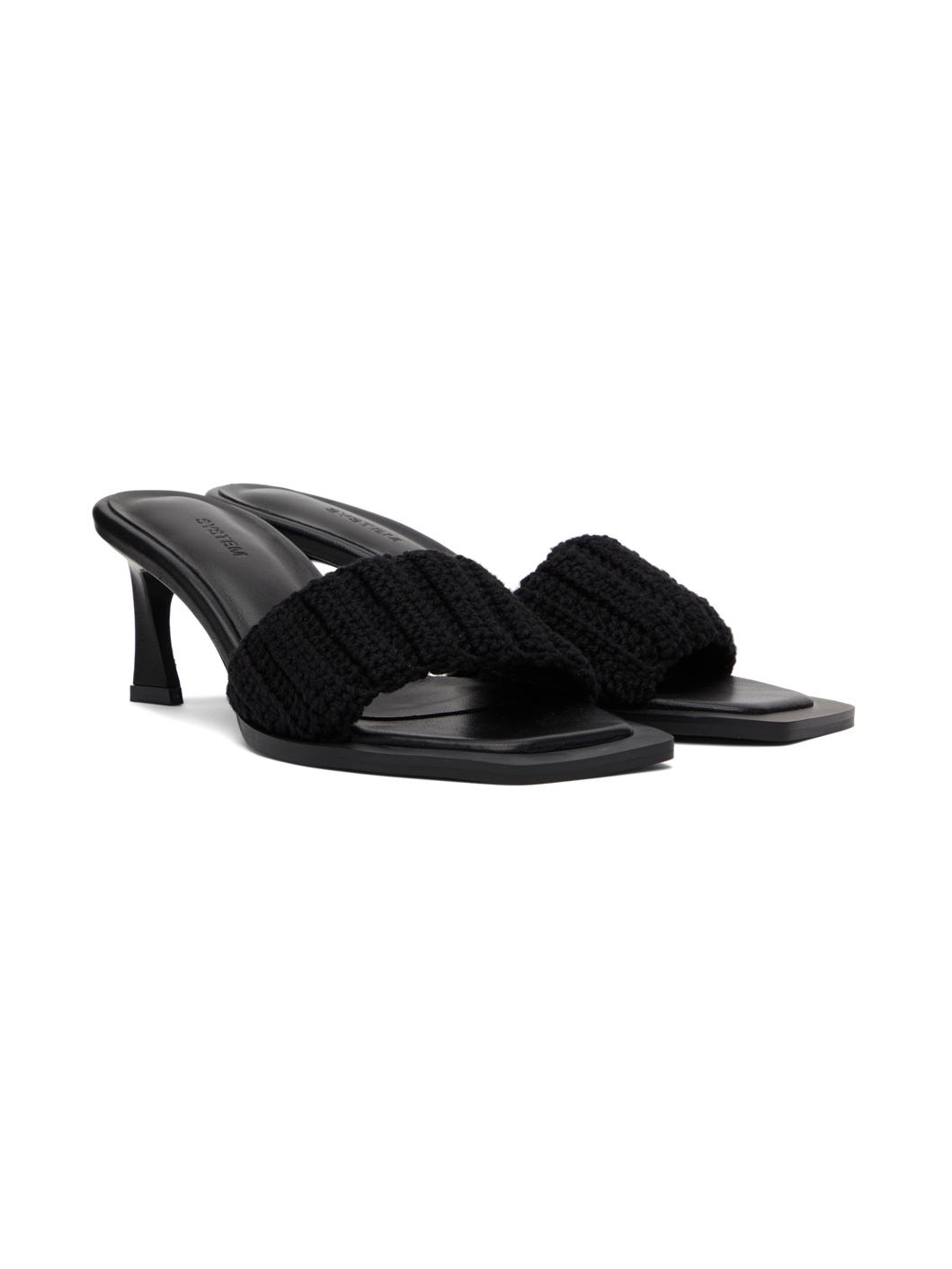 Black Crochet Heeled Sandals - 4