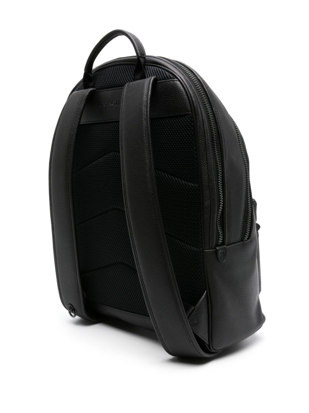 logo-plaque leather backpack - 3