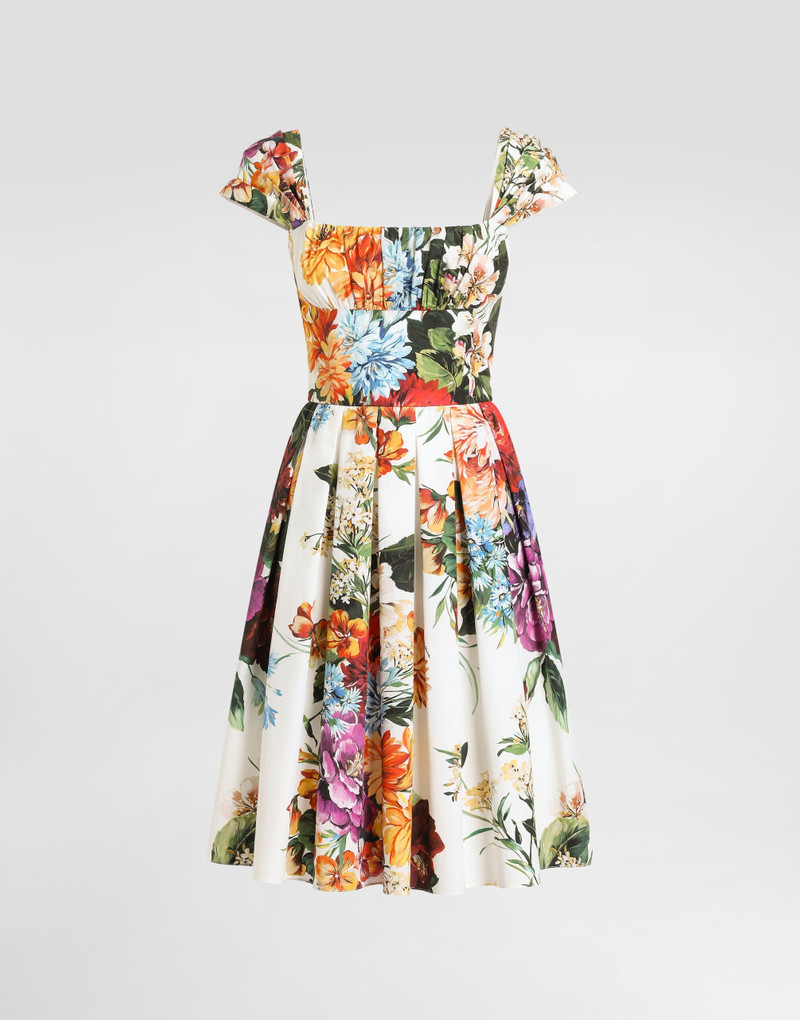 Flower bouquet-print poplin dress 1