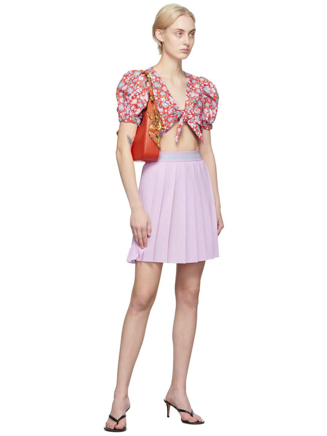 Red Front Tie Blouse - 4