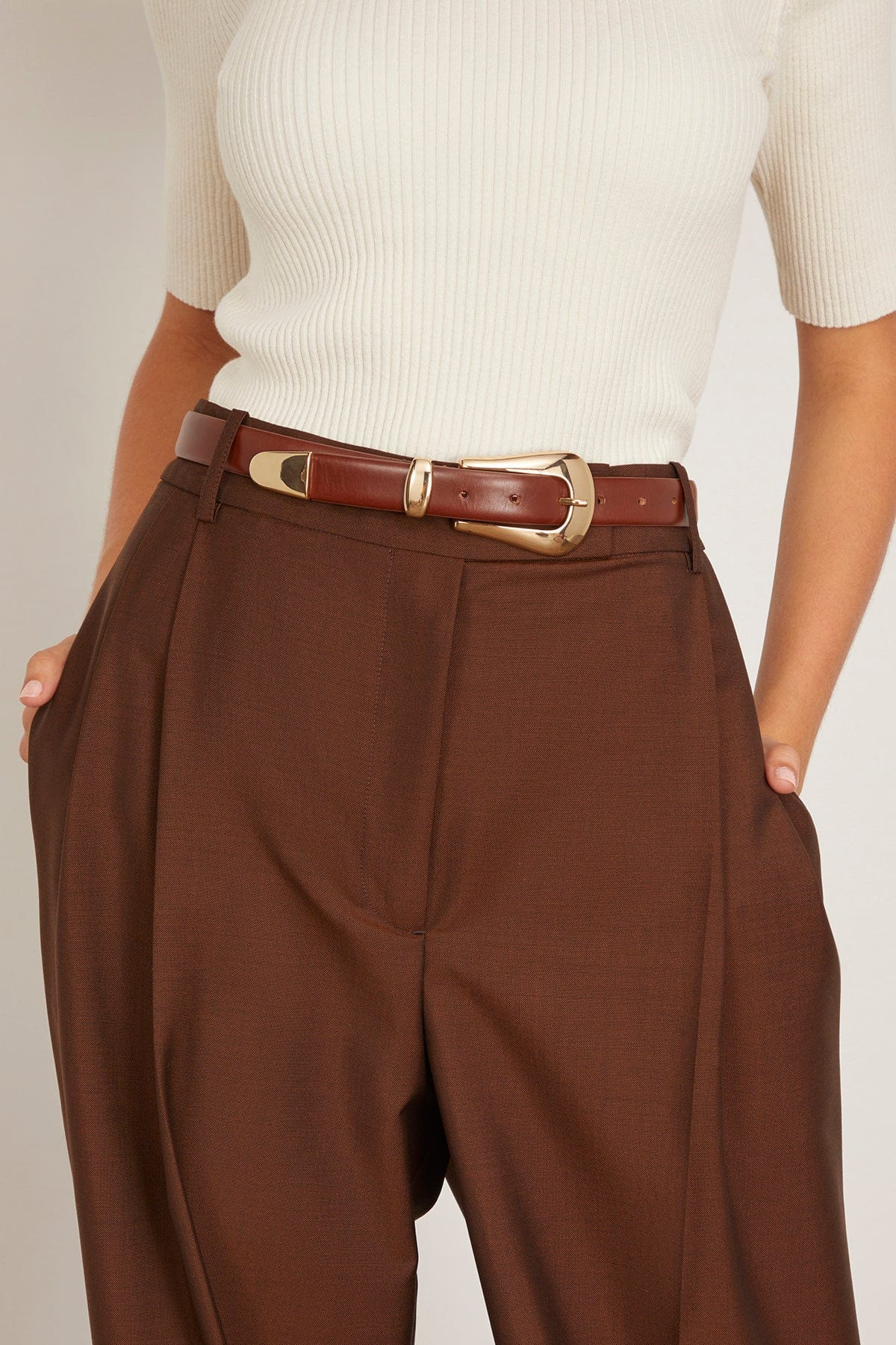 Colette Belt in Mahogany/Pale Gold - 2