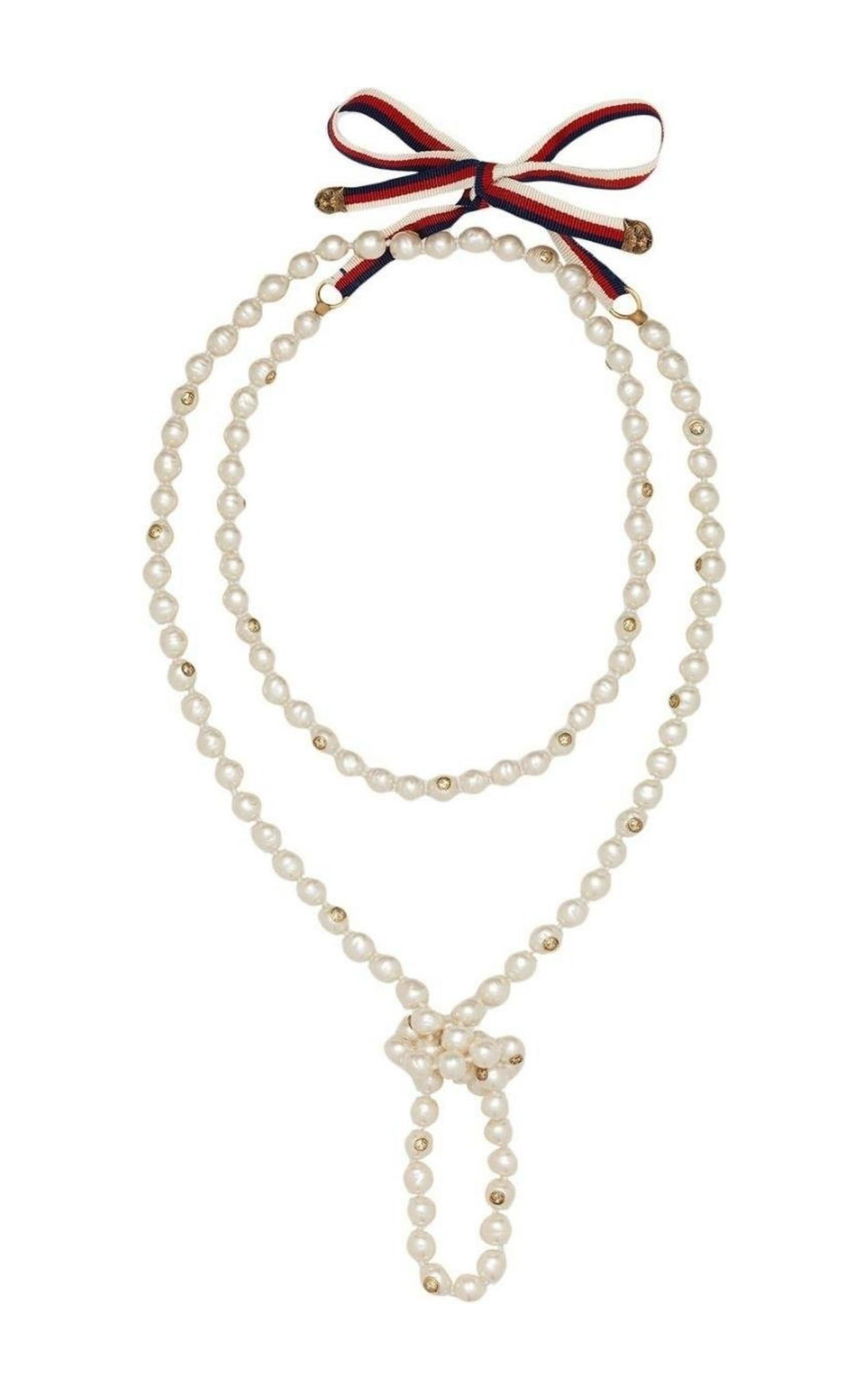 White Faux Pearls Necklace - 1