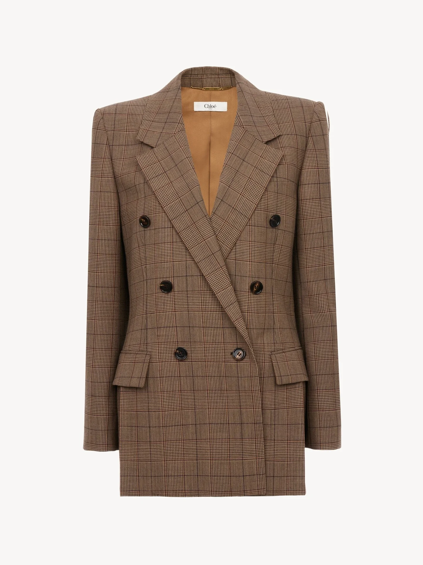 DOUBLE-BREASTED TAILORED JACKET IN CHECK WOOL - 1