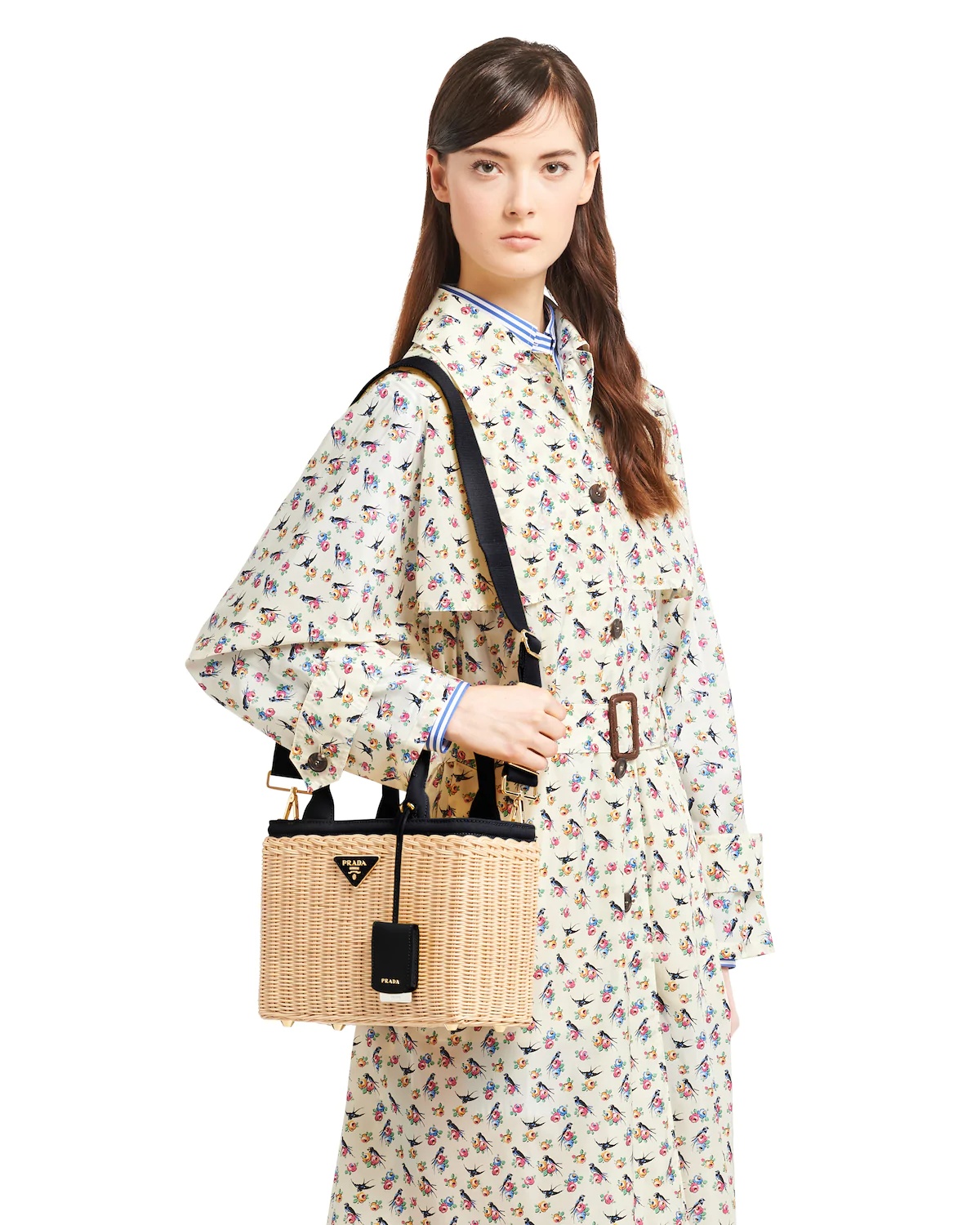 Wicker and canvas tote - 2