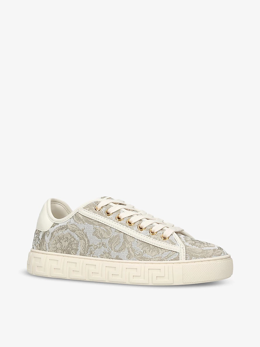 Baroque graphic-pattern canvas low-top trainers - 3