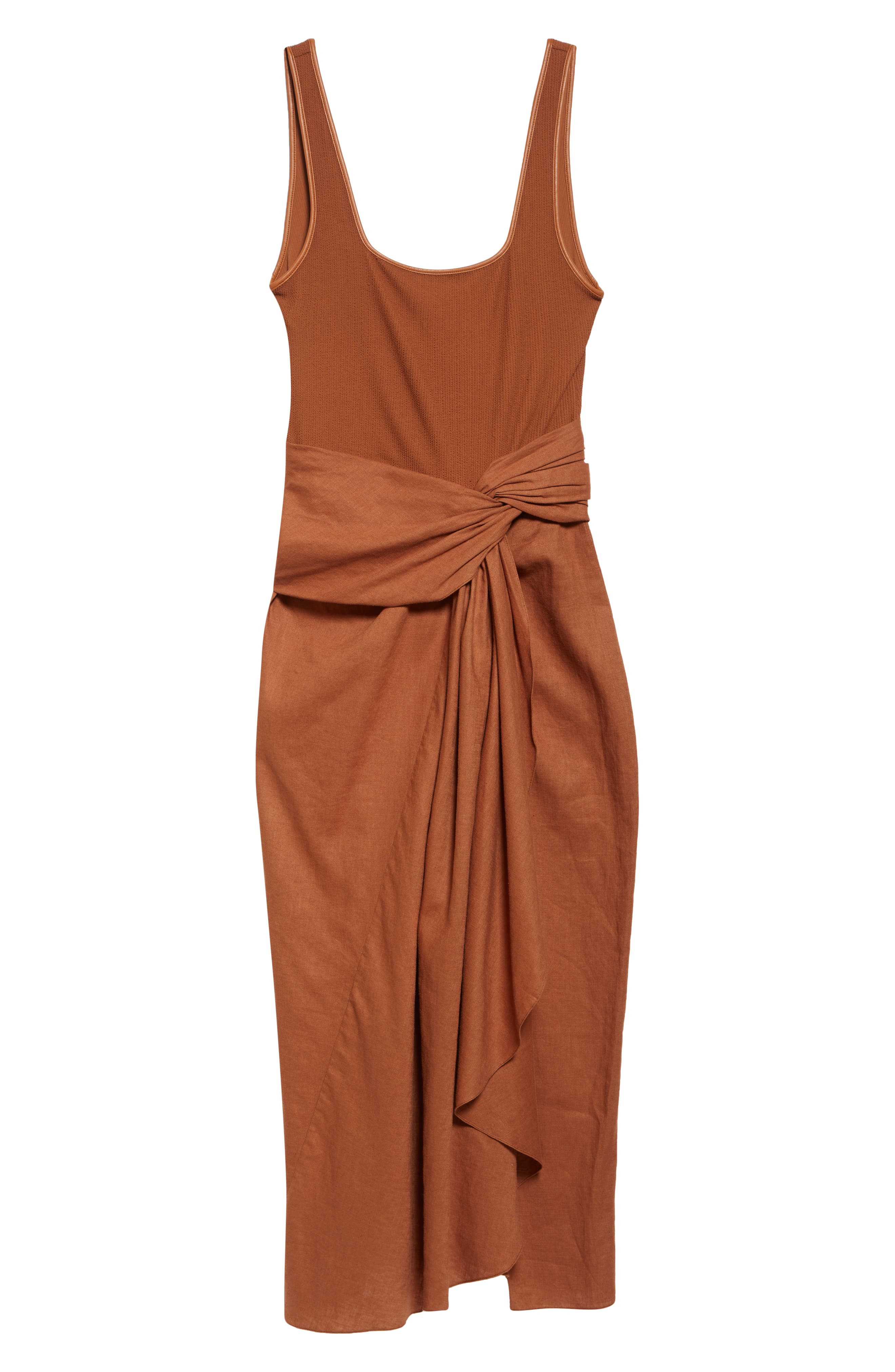 Johanna Ortiz Encanto Pacifico Mixed Media Dress in Camel at Nordstrom - 5