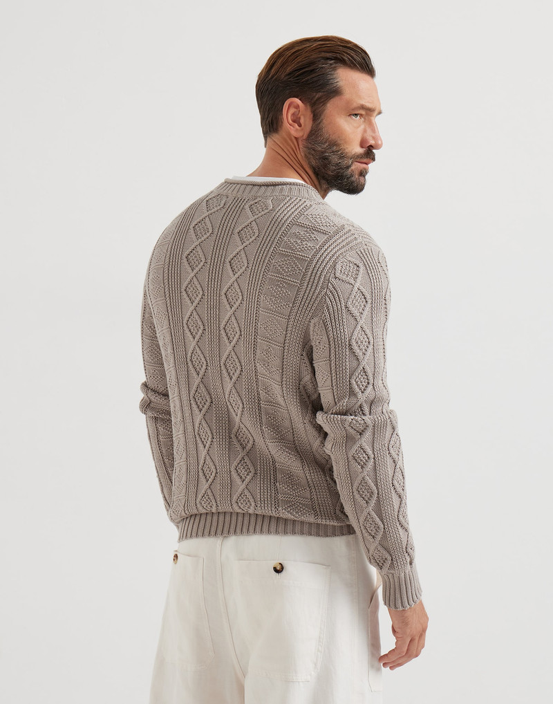 Cotton fisherman's cable sweater 3
