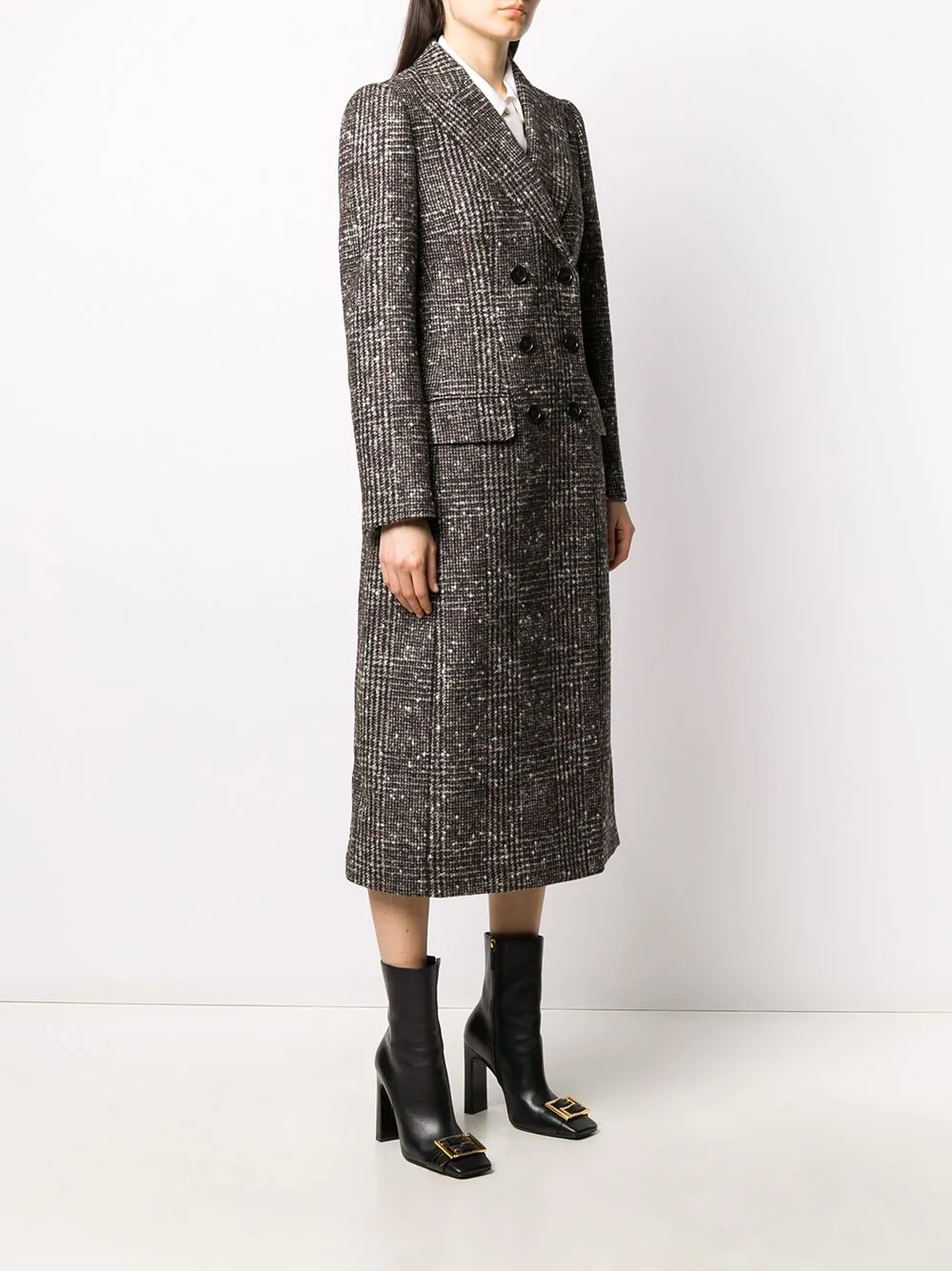 check double-breasted wool coat - 3