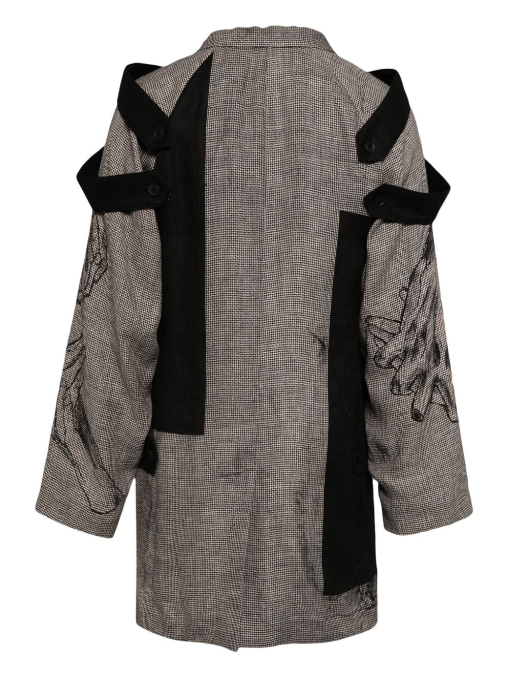 layered-design linen blazer - 2