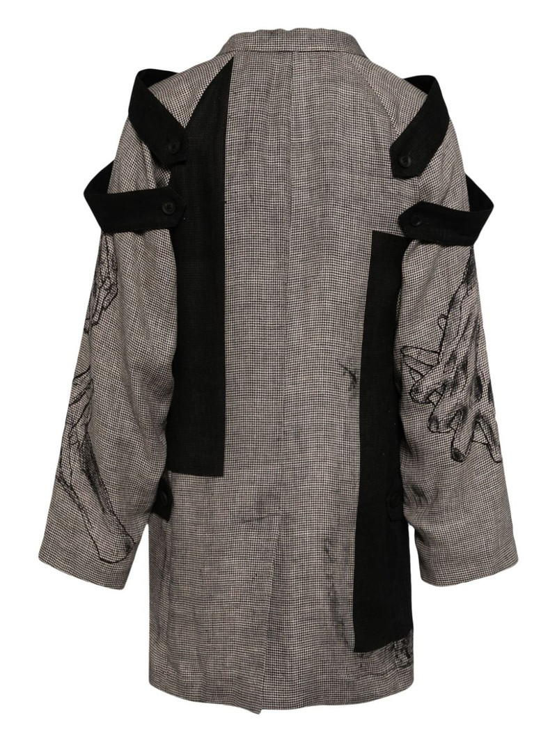 Yohji Yamamoto layered-design linen blazer outlook