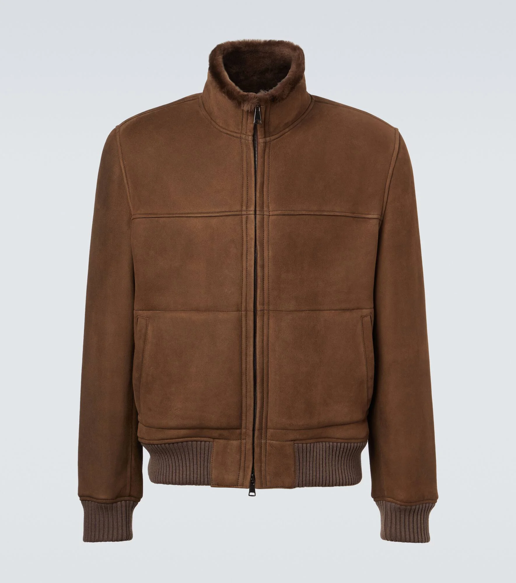 Shearling-lined suede bomber jacket - 1