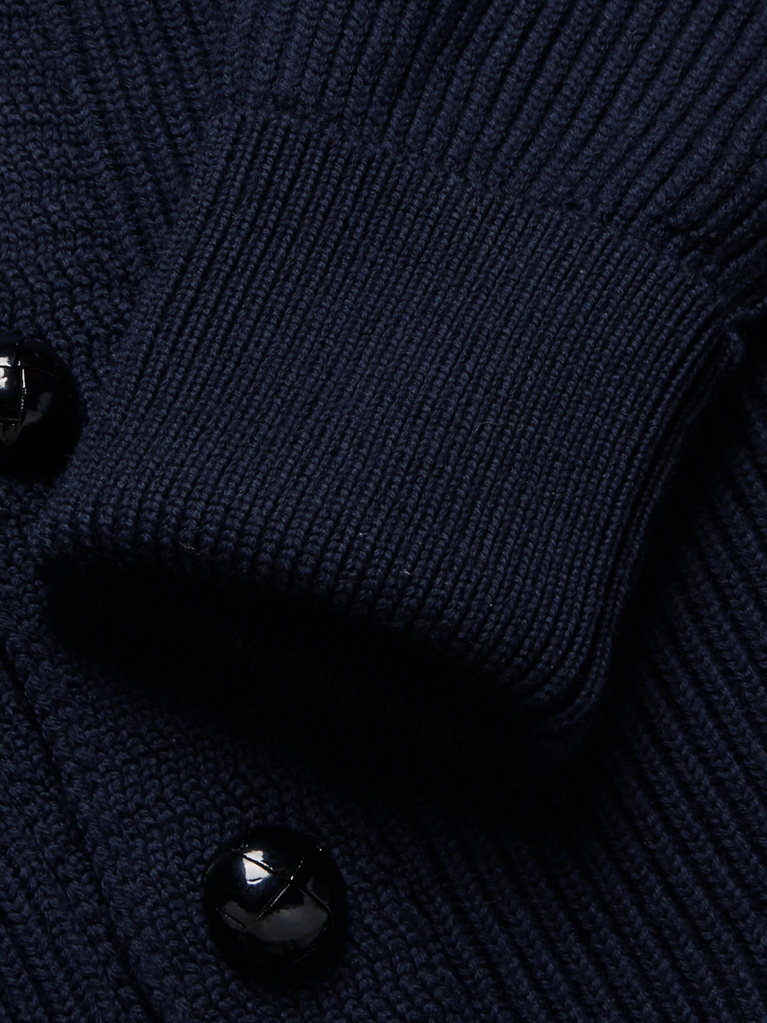 Shawl-Collar Ribbed Wool Cardigan Navy - 5
