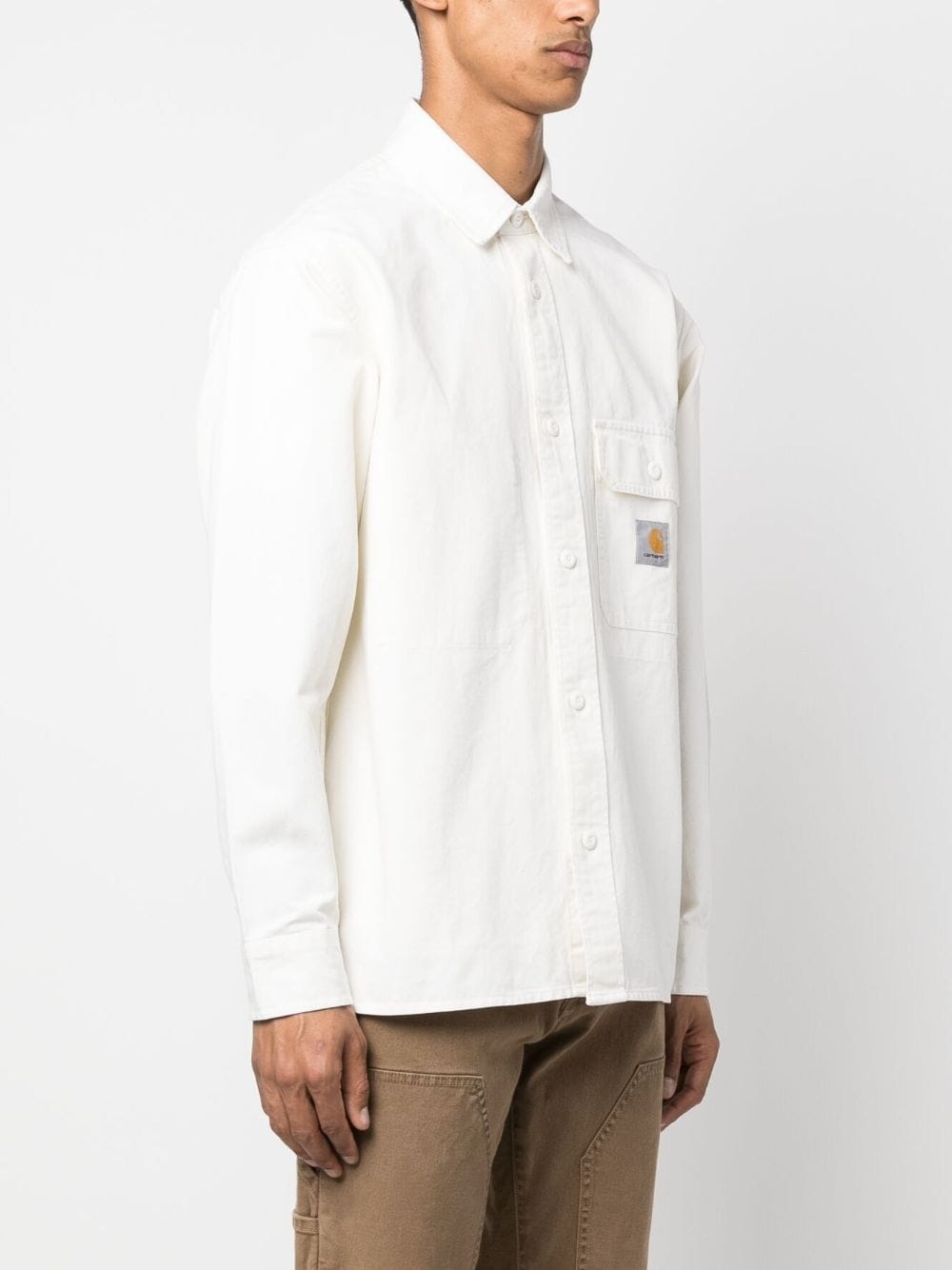 logo-patch cotton shirt - 3