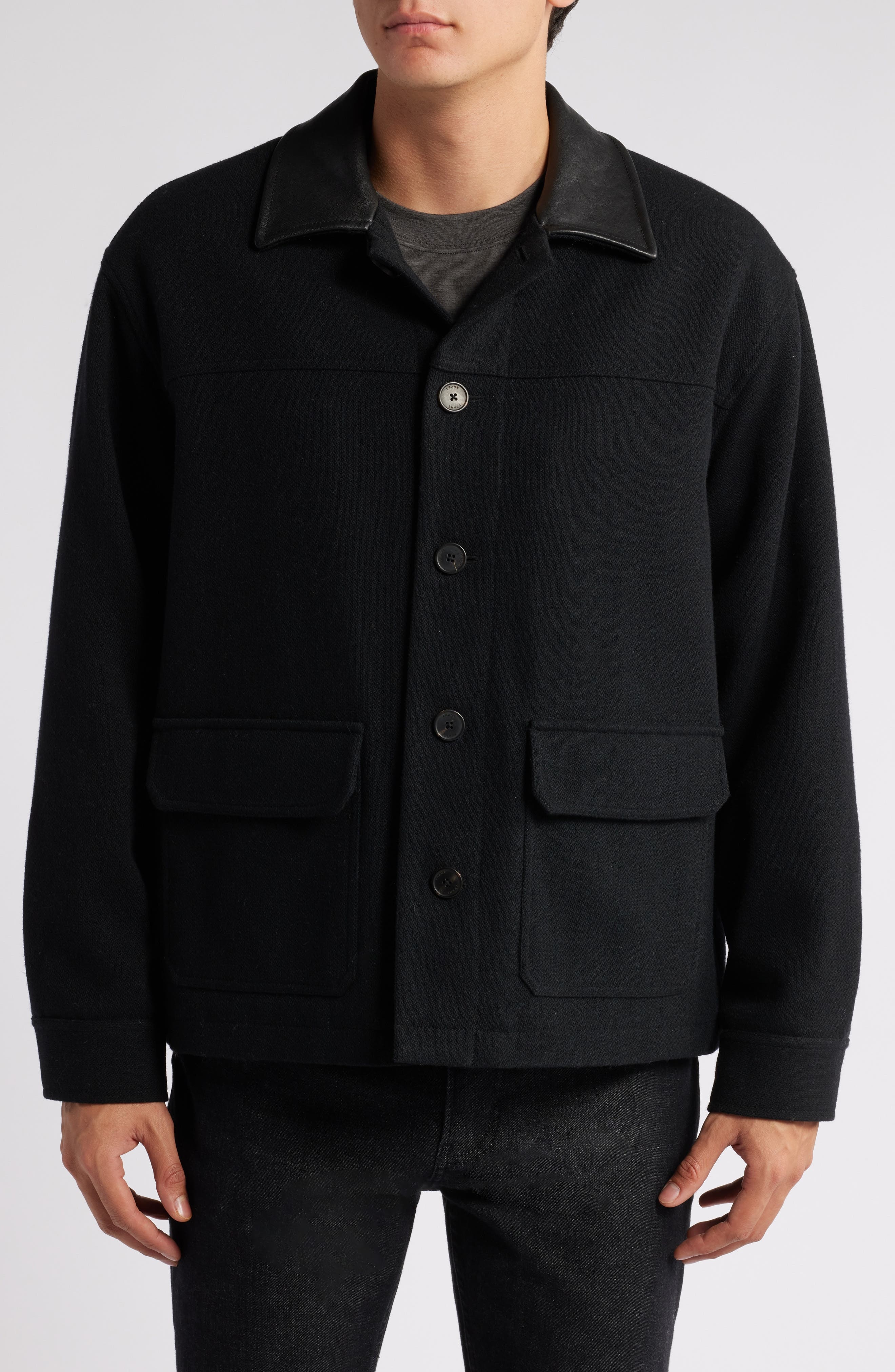 FRAME Wool Blend Workwear Jacket in Black at Nordstrom - 4