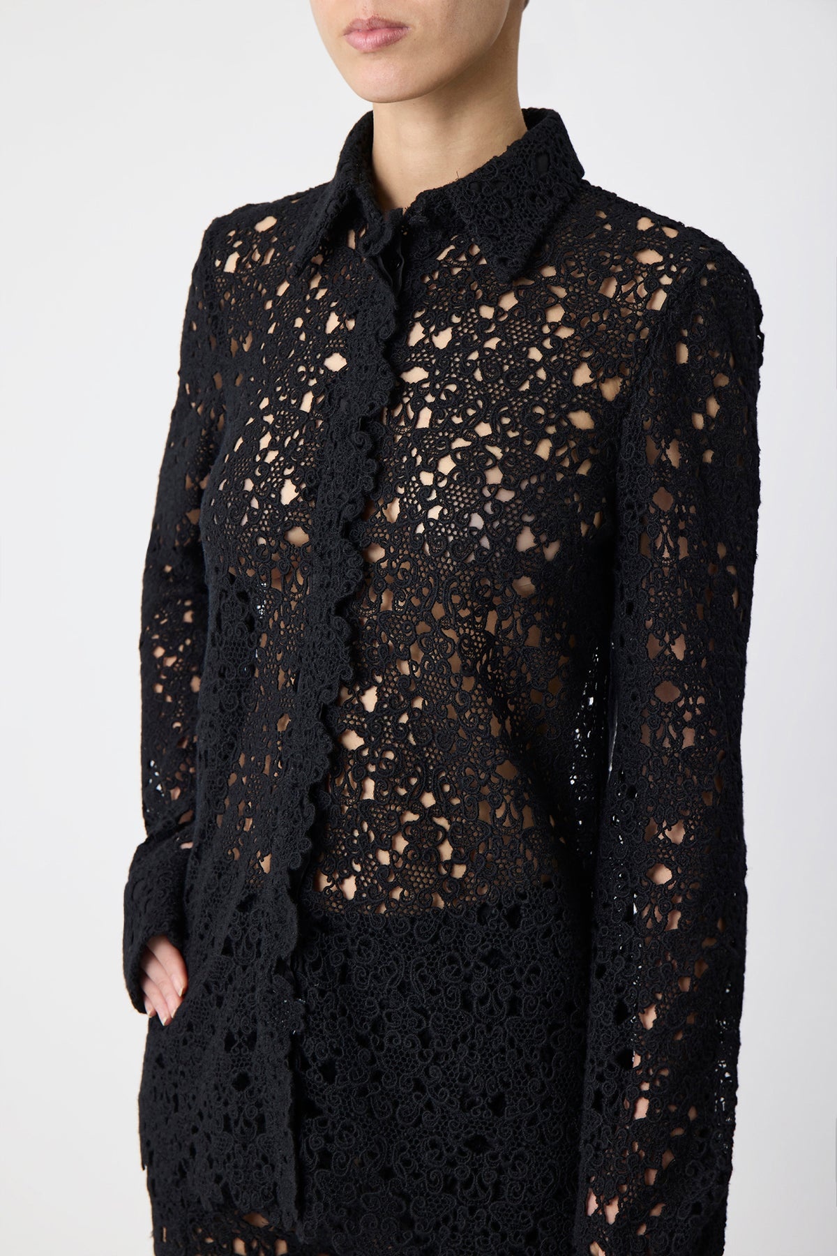 Heath Shirt in Black Cashmere Lace - 4