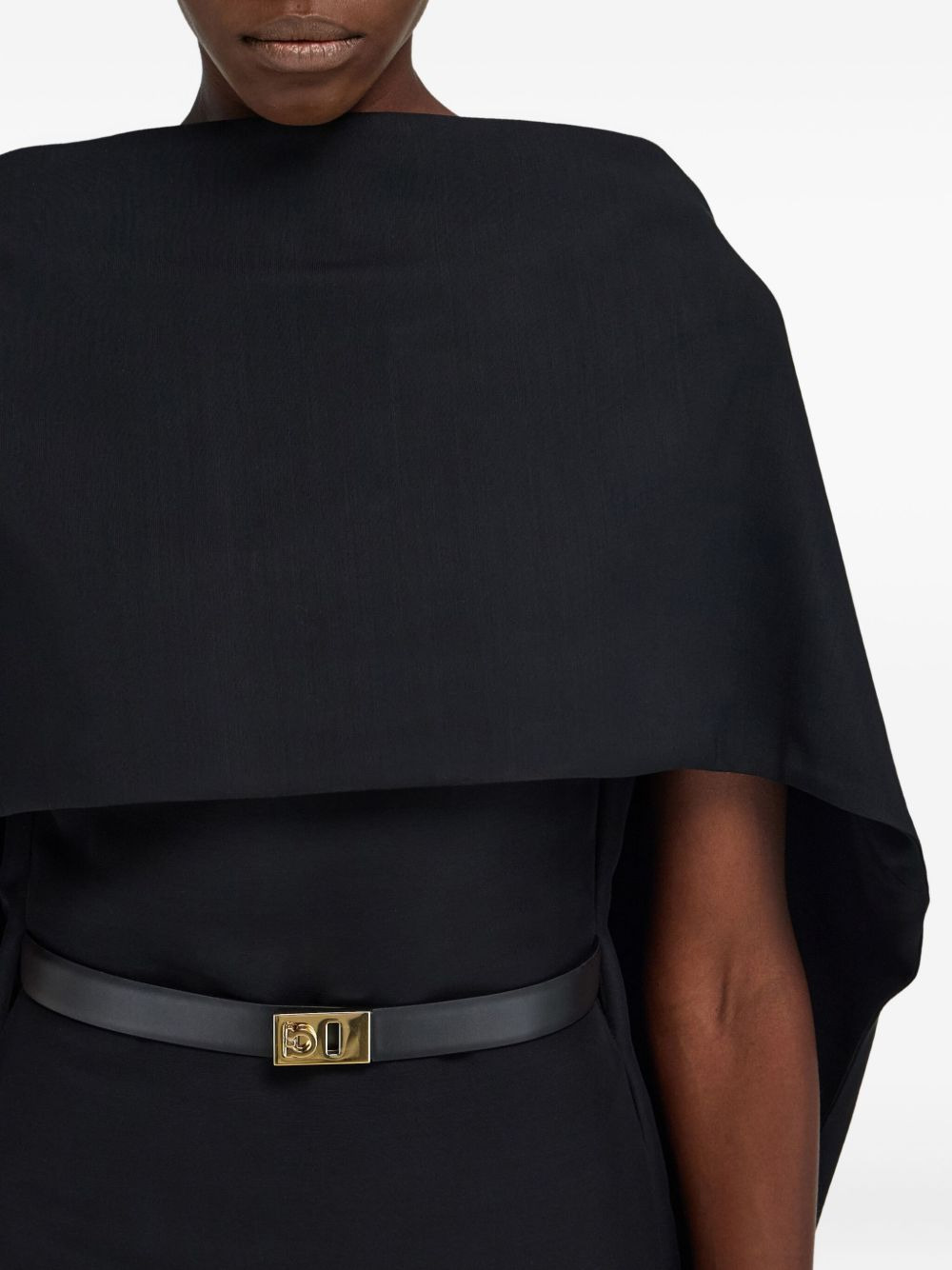 shawl-collar belted midi dress - 5