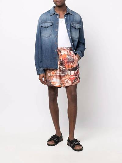 AMIRI patterned silk drawstring shorts outlook