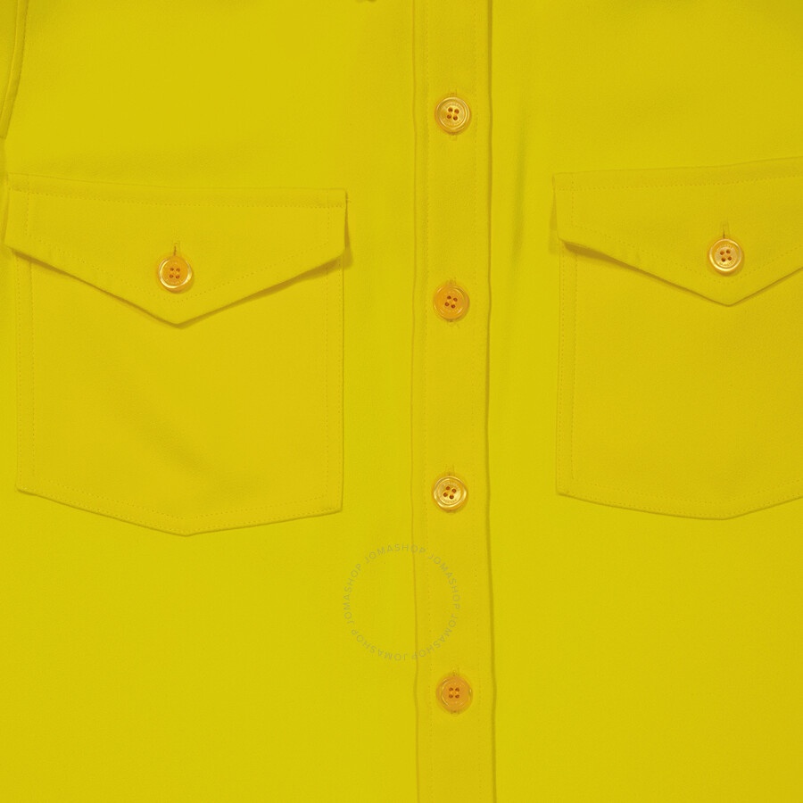 Burberry Ladies Pale Tulip Yellow Long-Sleeve Button-Down Classic Shirt - 7