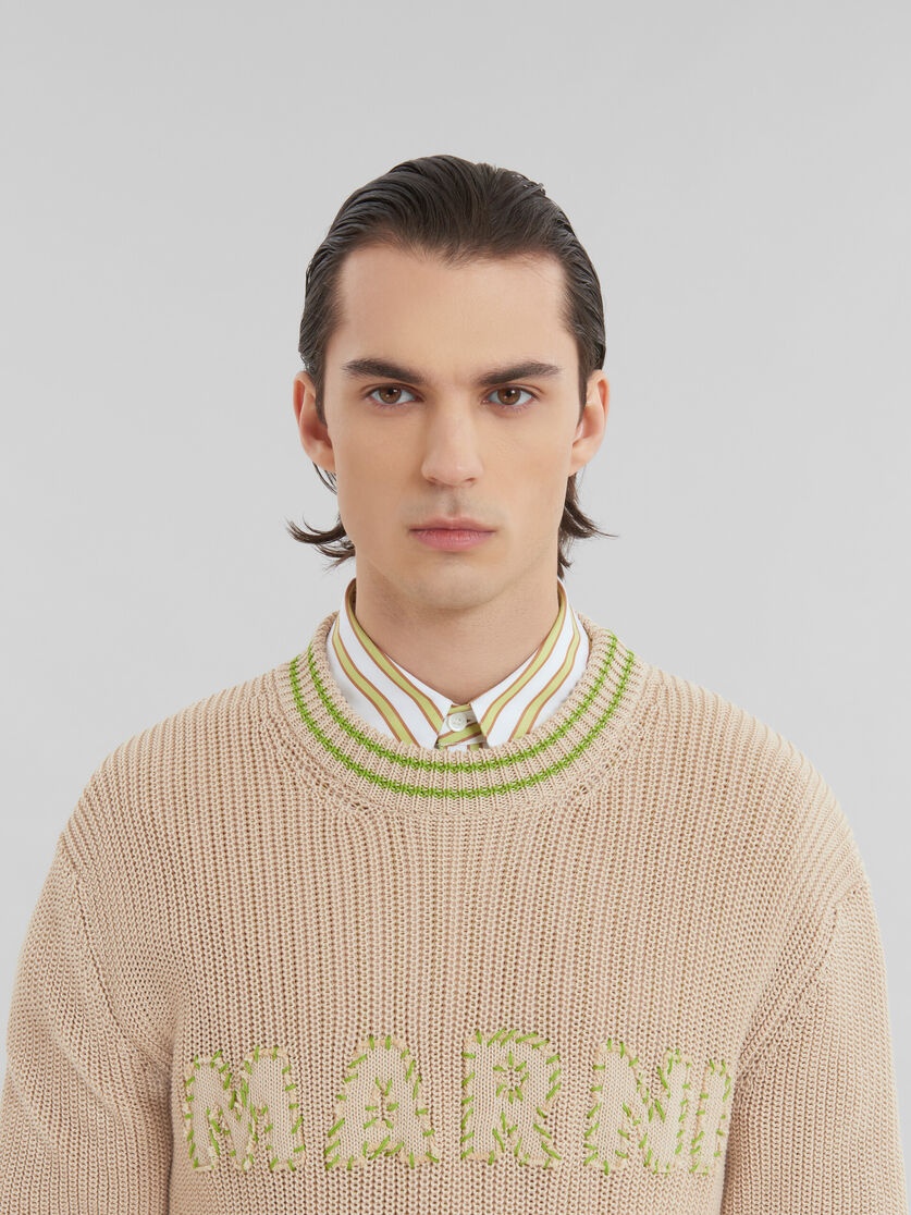 BEIGE COTTON JUMPER WITH MARNI PATCHES - 4